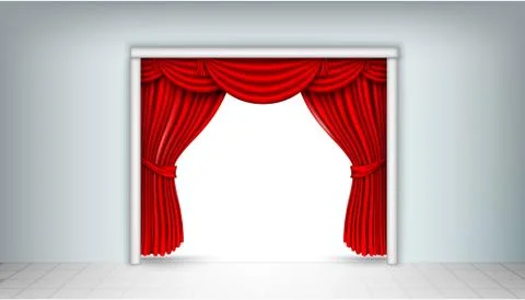 Red silk curtains Stock Illustration