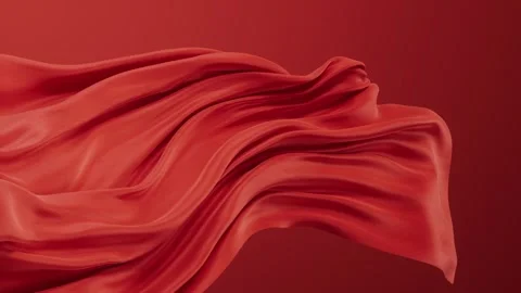 Red silk fabric flowing in wind on dark background creating elegant wave pa.. Stock Footage 328335097