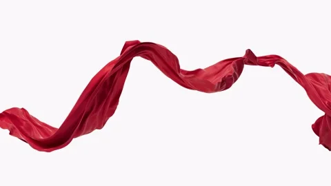 Red silk fabric flowing in wind on white background with dynamic motion and.. Stock Footage 332317972