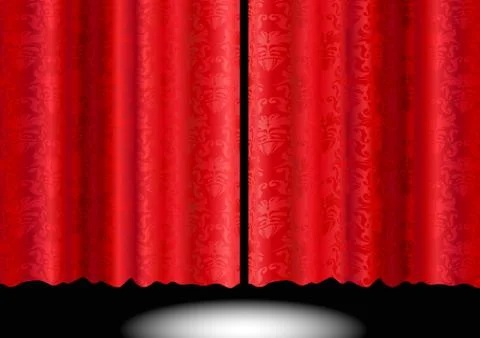 Red Silk Patterned Curtain 스톡 일러스트