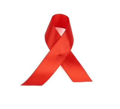 Red silk ribbon folded into a loop and isolated on a white background red ... Stock Photos