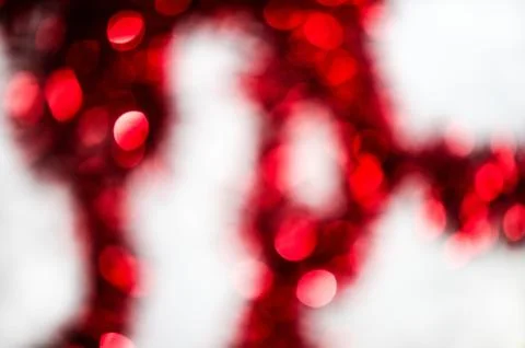 Red silver circle blur lights as christmas background. Stock Photos