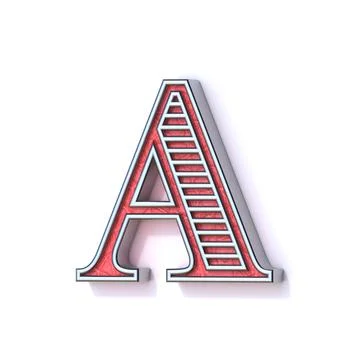 Red silver festive font Letter A 3D Stock Illustration