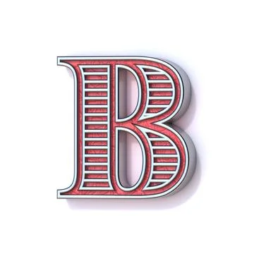Red silver festive font Letter B 3D Stock Illustration