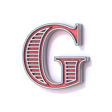 Red silver festive font Letter G 3D Stock Illustration