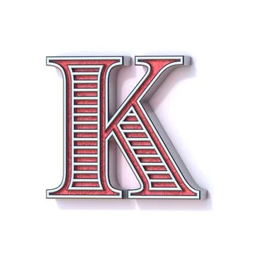 Red silver festive font Letter K 3D Stock Illustration