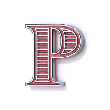 Red silver festive font Letter P 3D Stock Illustration