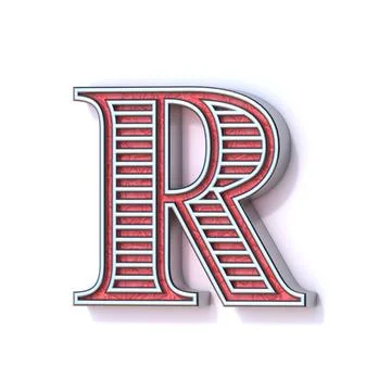 Red silver festive font Letter R 3D Stock Illustration
