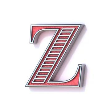 Red silver festive font Letter Z 3D Stock Illustration