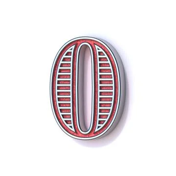 Red silver festive font Number 0 ZERO 3D Illustrazione stock