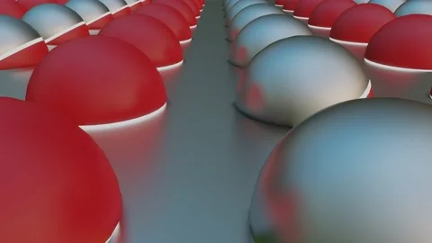 The red-silver spheres rotate back and forth. abstract looping animation. 3d ren Video stock 153811591