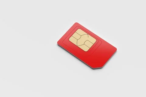 Red SIM card. 3D rendering illustration. Stock Illustration