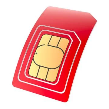 Red SIM Card, 3D rendering Stock Illustration