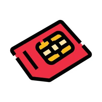 Red sim card microchip for mobile communication Stock Illustration