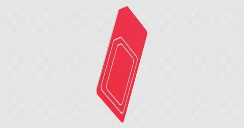 Red SIM card rotation animation seamlessly loopable. 3D rendering isolated .. Stock Footage 336866786