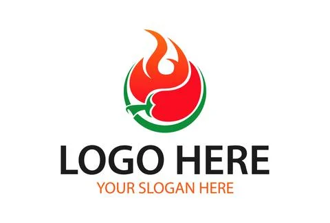 Red Simple Blaze spicy Circle Logo Design	 Stock Illustration