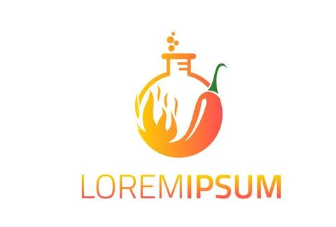 Red Simple Blaze spicy Lab Logo Design	 Stock Illustration