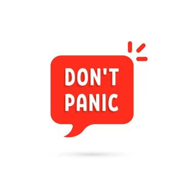 Red simple bubble with do not panic text Stock Illustration