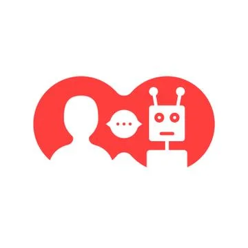 Red simple chatbot hotline logo Stock Illustration