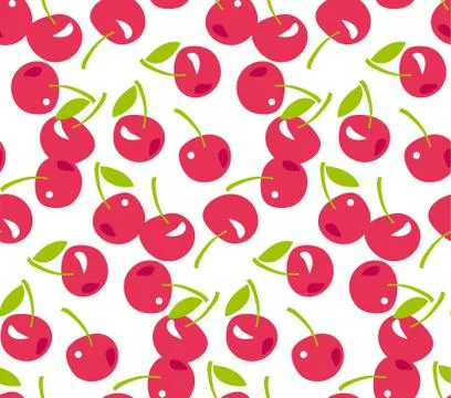 Red simple cherry seamless pattern. Stock Illustration