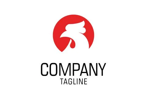 Red Simple Chicken Logo Design	 Stock Illustration