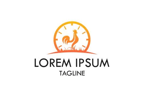 Red Simple Circle Chicken Logo Design	 Stock Illustration