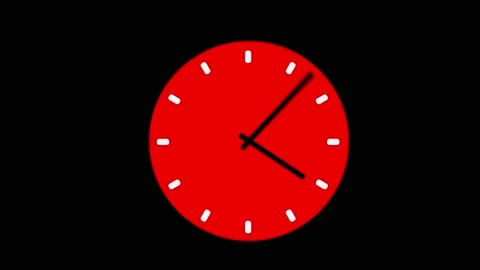 Red simple clock on black background. Hands move quickly on dial. Stock Footage 221863681