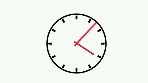 Red simple clock on black background. Hands move quickly on dial. Stock Footage 221863695