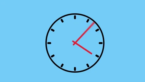 Red simple clock on black background. Hands move quickly on dial. Video stock 221863699