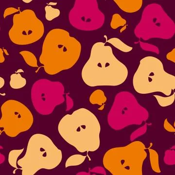 Red simple flat peir fruit seamless pattern for fabric, kitchen supplies, wra イラスト素材