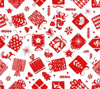 Red simple gift boxes for holiday celebrations Scandinavian Nordic style Stock Illustration