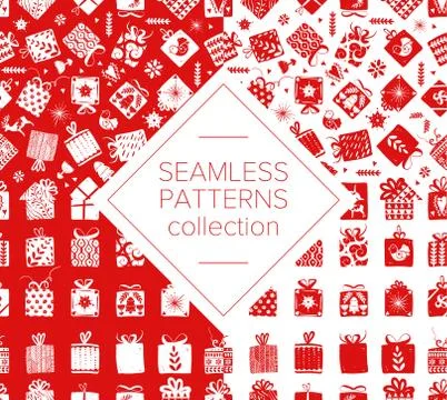 Red simple gift boxes for holiday celebrations Scandinavian Nordic style Stock Illustration