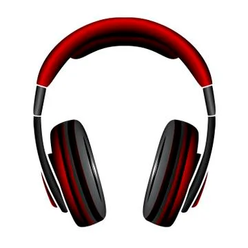 Red simple headphones Stock Illustration
