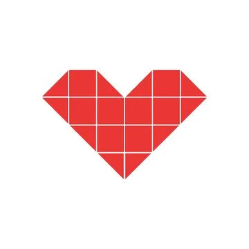 Red simple heart drom pixels squares and triangles - vector Stock Illustration