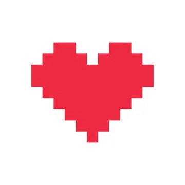 Red simple pixel heart icon - vector illustration Stock Illustration
