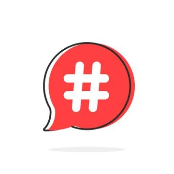 Red simple thin line hashtag icon Stock Illustration