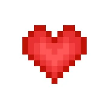 Red simple vector heart from mosaic pixel parts Stock Illustration