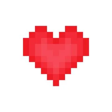 Red simple vector heart from mosaic pixel parts Stock Illustration