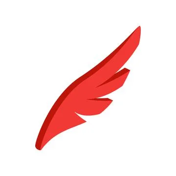 Red simple wing icon, isometric 3d style Illustrazione stock