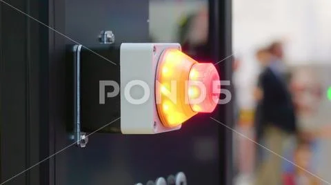 The red siren button inside the building Stock Photos