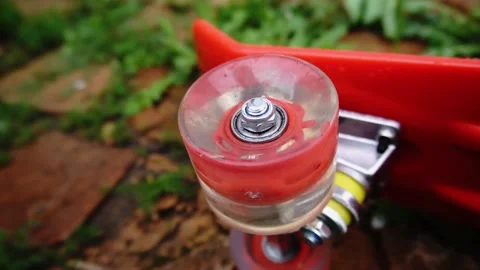 Red skateboard Stock Footage 154428282