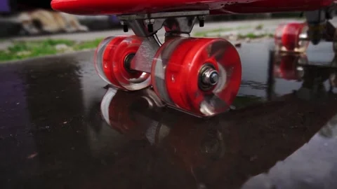 Red skateboard Stock Footage 154428288
