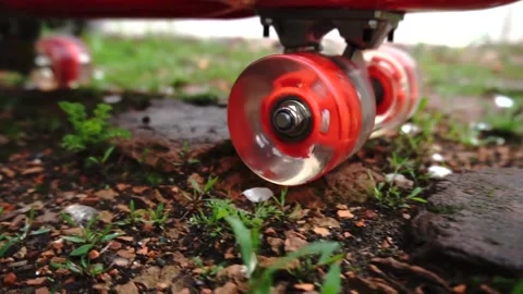 Red skateboard Vídeo Stock 154428293