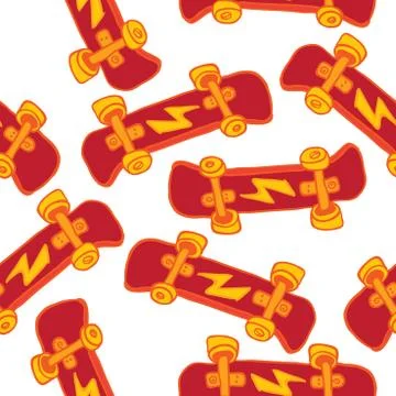 Red skateboard pattern Stock Illustration