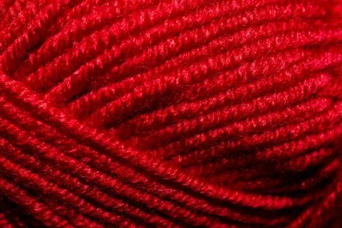 Red skein of thread for knitting. macro Stock Photos