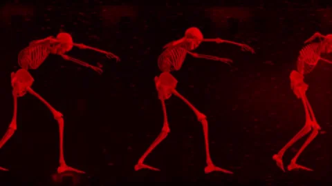 Red Skeleton Zombie Walk Loop Stock Footage 265075804