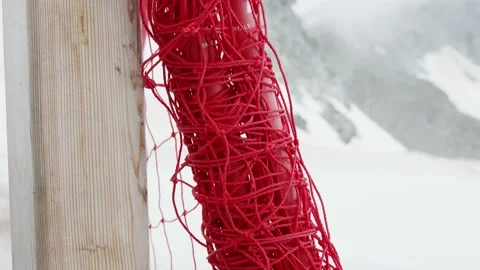 Red ski net on the mountain Stock Footage 194838152