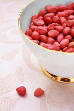 Red skin peanuts, close up Stock Photos
