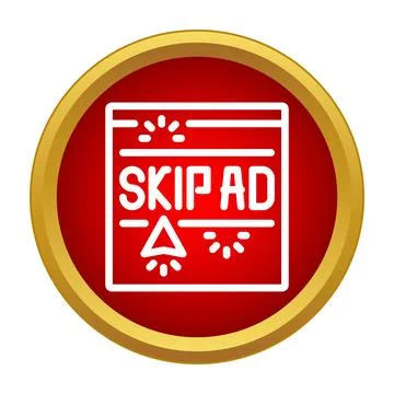 Red skip ad icon for digital advertising content Stock Illustration