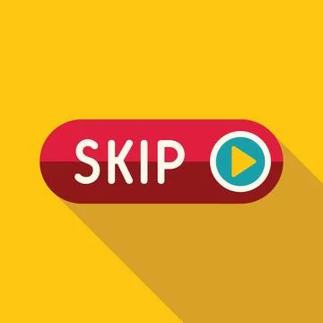 Red skip button with play symbol on yellow background Stock Illustration